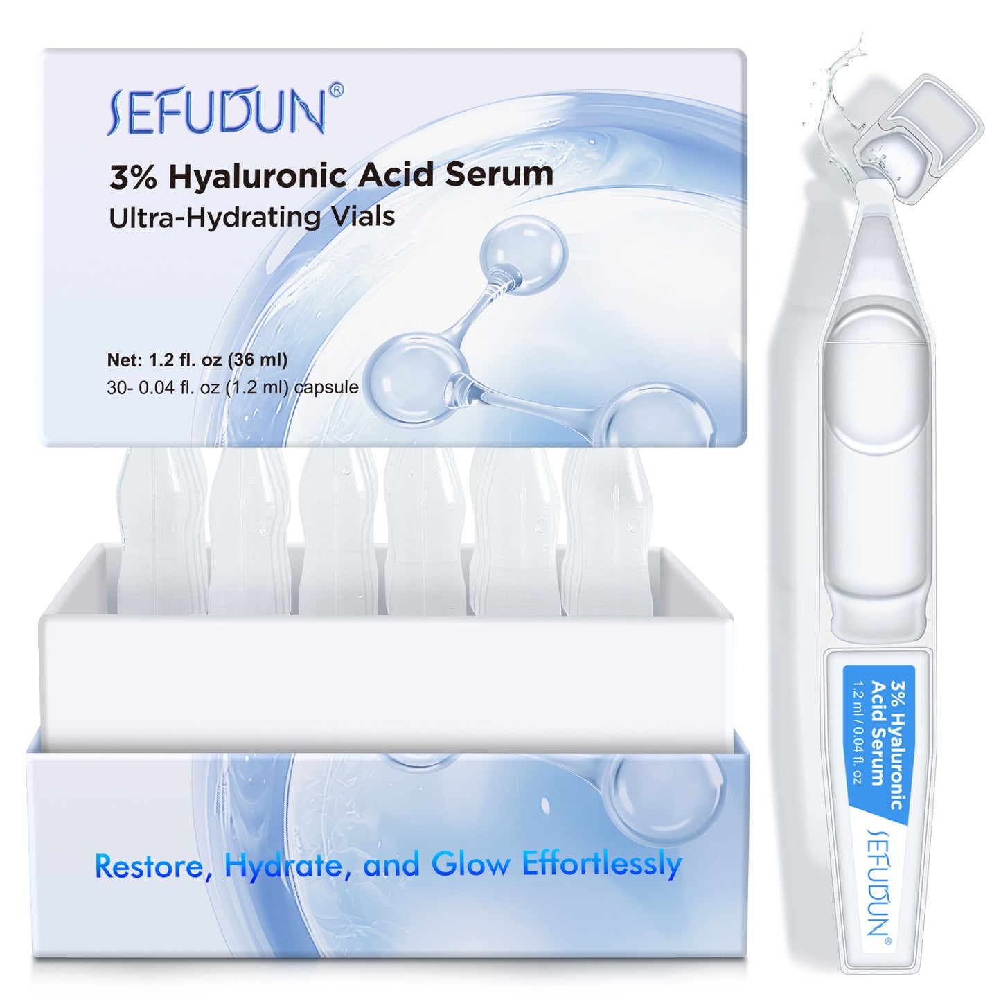 Cross-border Explosions SEFUDUN Hyaluronic Acid Throw Essence Hydrating Moisturizing Soothing Skin Throw Essence 30p