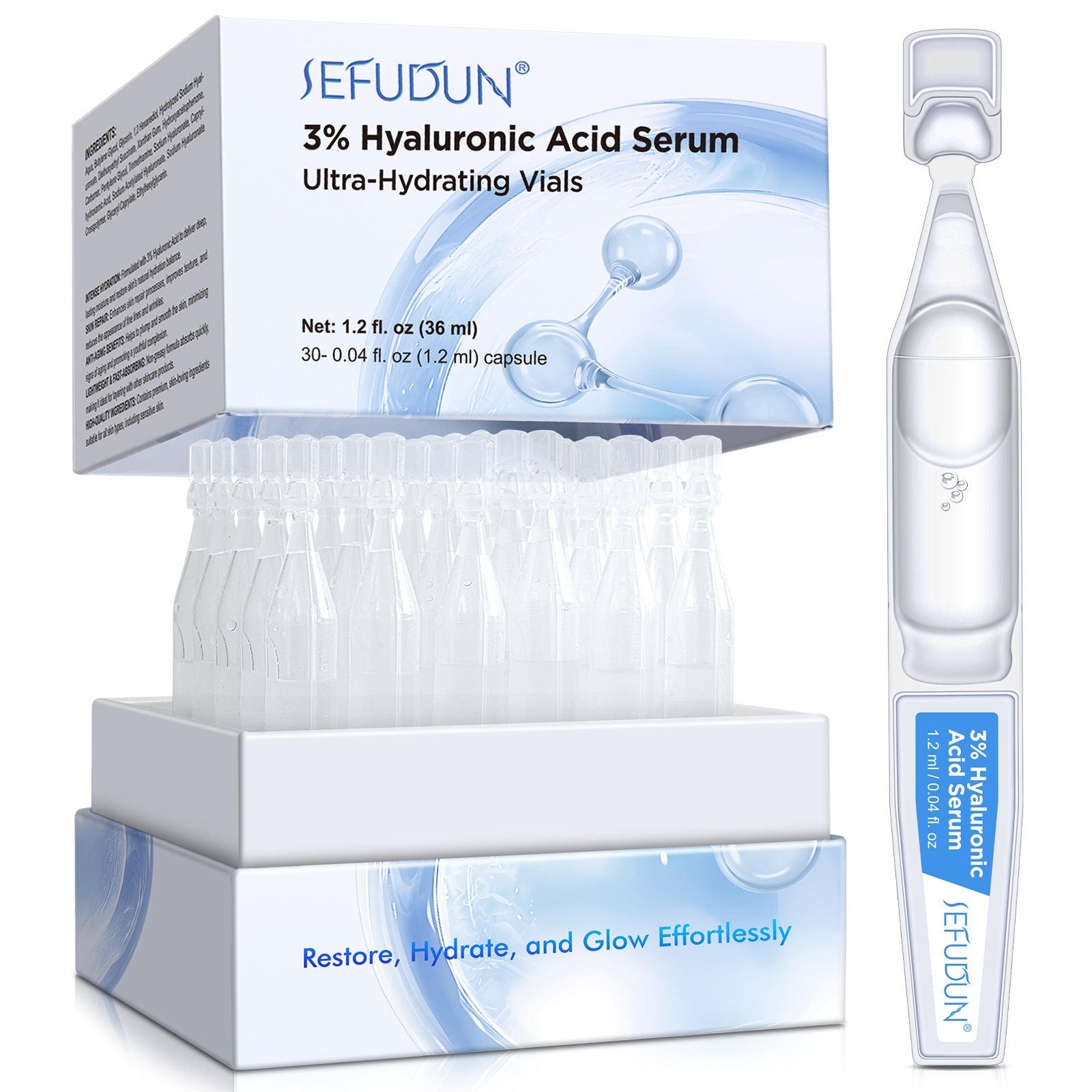 Cross-border Explosions SEFUDUN Hyaluronic Acid Throw Essence Hydrating Moisturizing Soothing Skin Throw Essence 30p